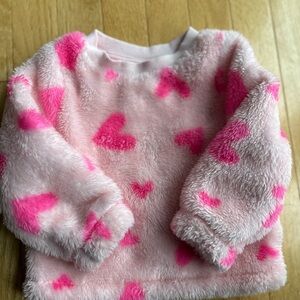 Cat & Jack Pink Heart Fleece Sweatshirt